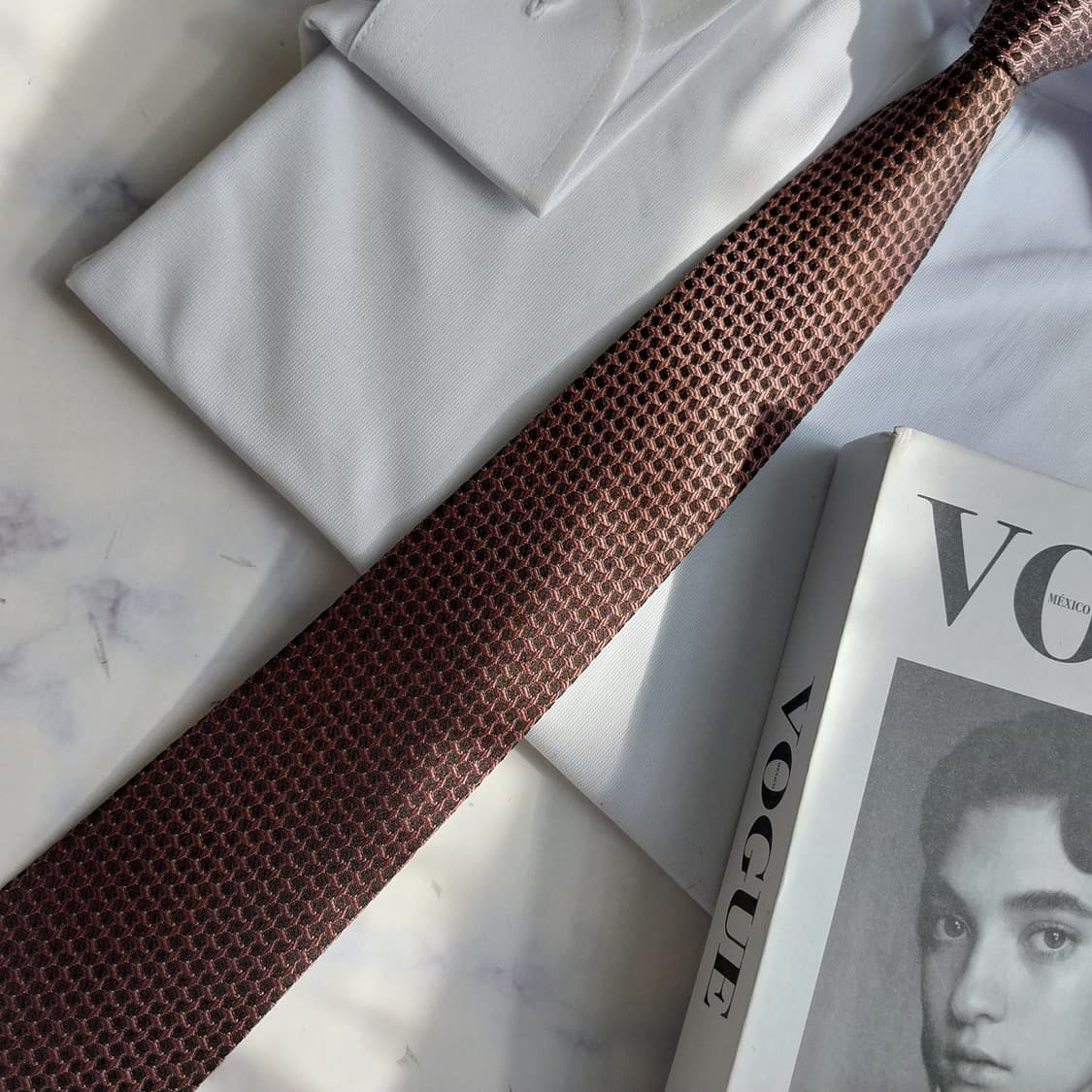 아쿠아스큐텀 브라운 자카드 패턴 넥타이 8.1cm A+등급 K2390 상품이미지4