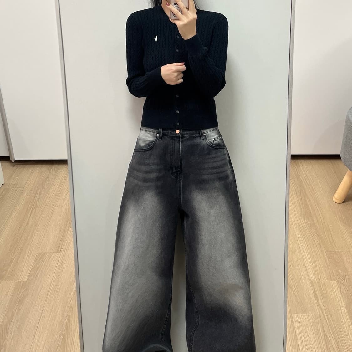 폴로 랄프로렌 신형 블랙 케이블 꽈배기 니트 가디건 상품이미지1