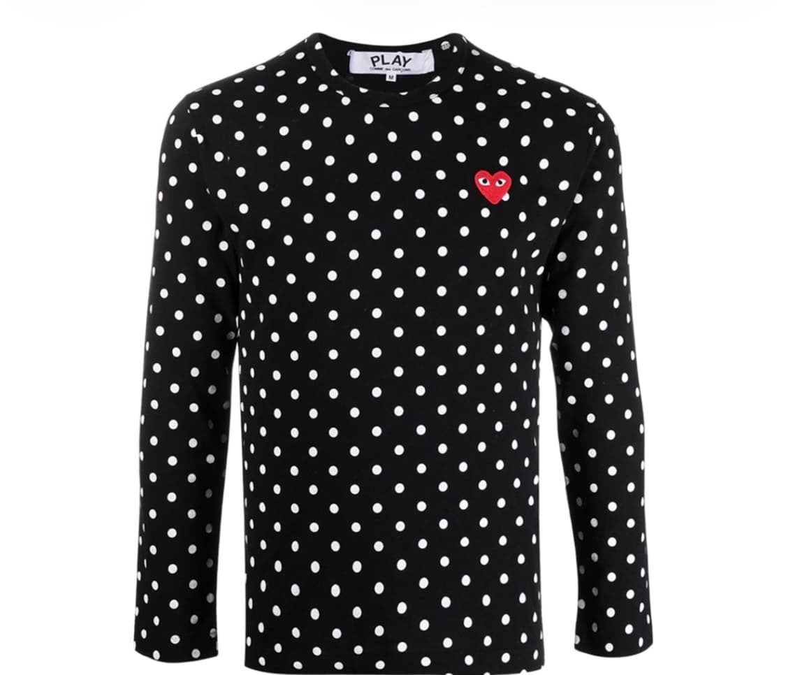 꼼데가르송 폴카 닷 레드 하트 롱슬리브 티셔츠 S 상품이미지1