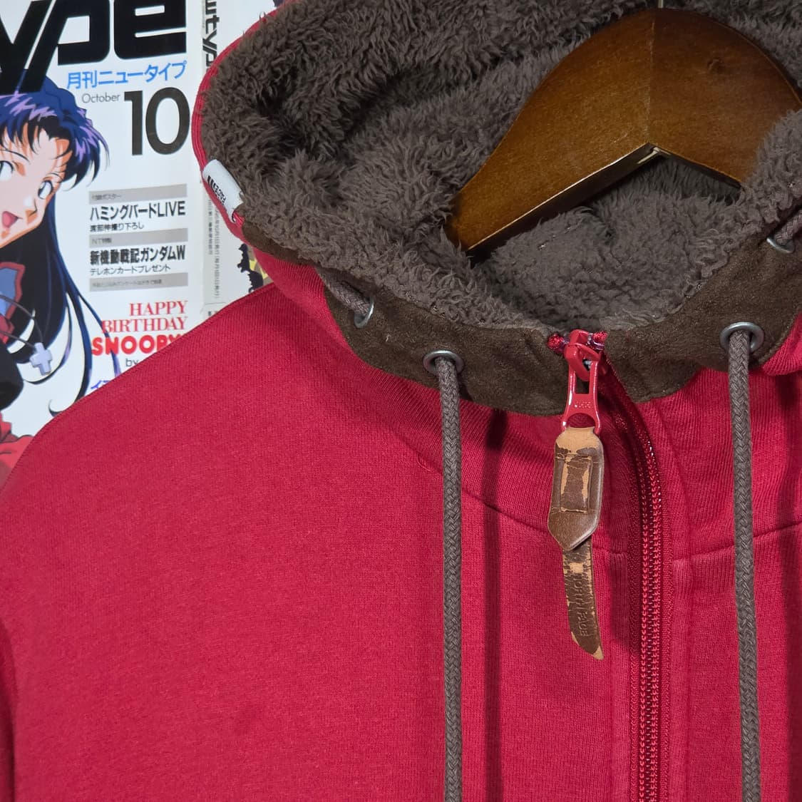 노스페이스 스웨이드 패치 레드 브라운 후드집업 상품이미지3