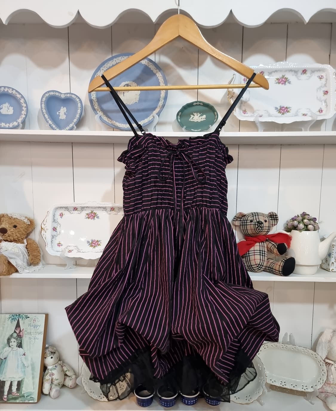 핑크 스트라이프  스트링 원피스 상품이미지6