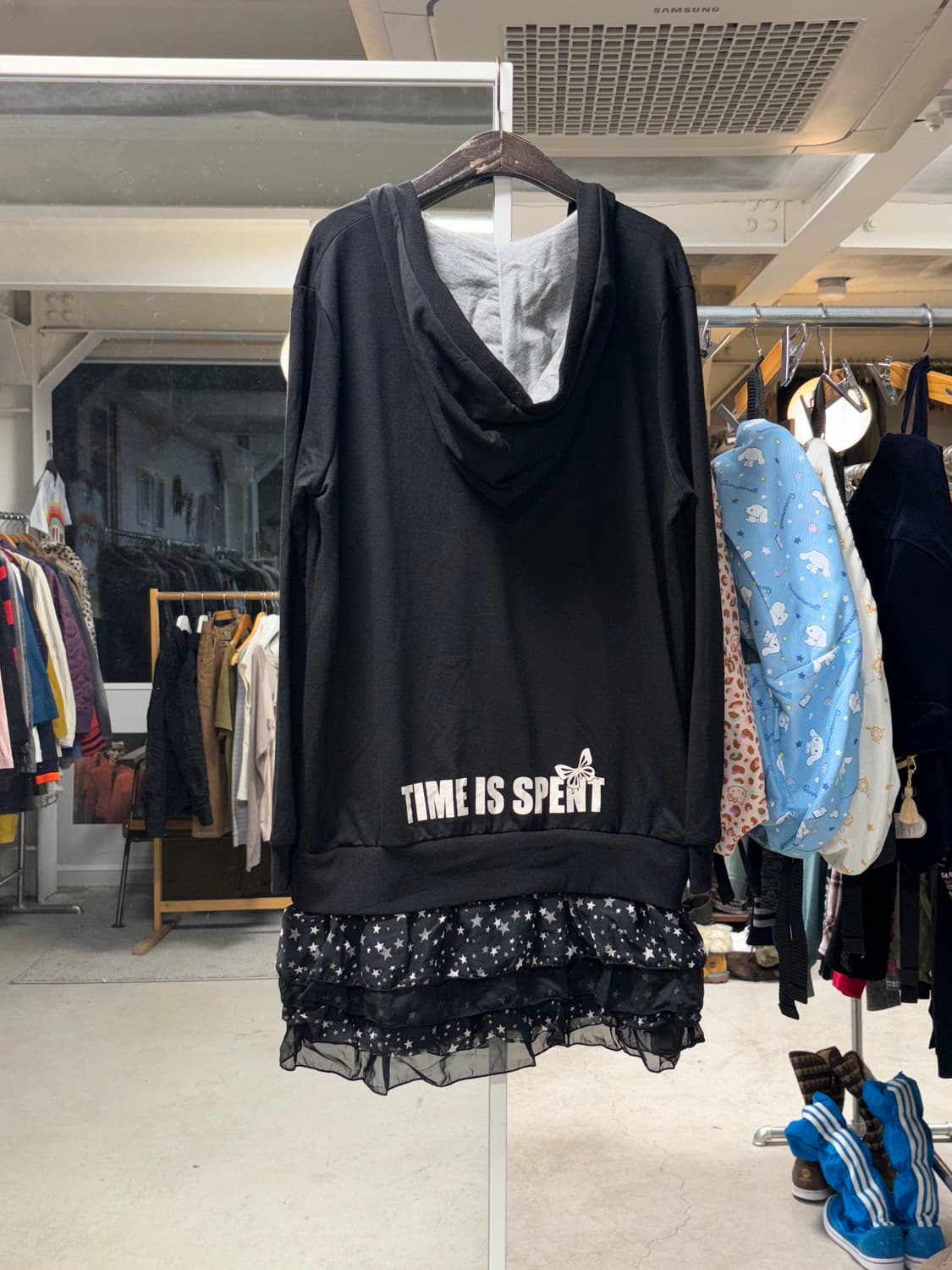 Jpn 프릴 레어어드 롱후디 상품이미지3