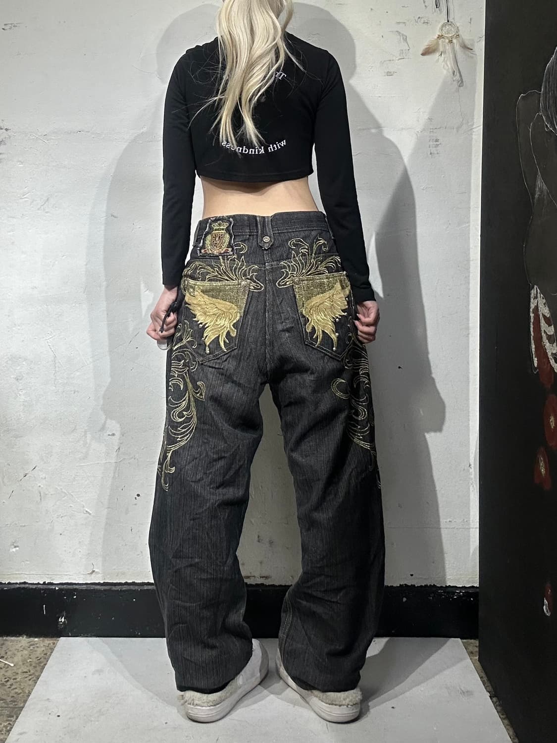 빈티지 흑청 올드스쿨 대대장 힙합 데님 팬츠 32 상품이미지1