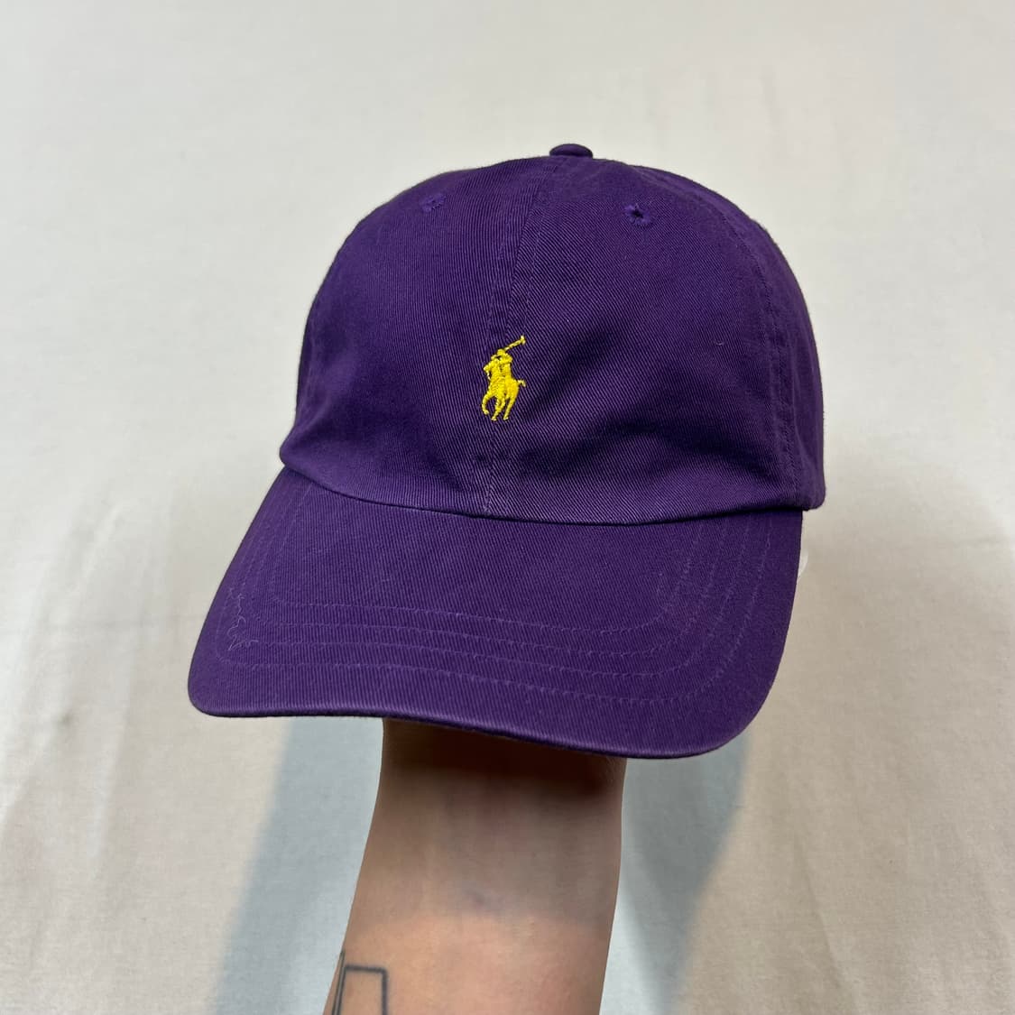 폴로 랄프로렌 보라색 볼캡 모자 가죽스트랩 정품 상품이미지1