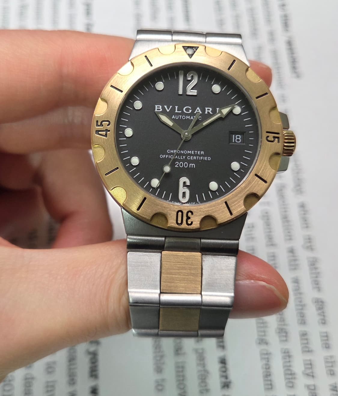 불가리 디아고노 스쿠버 SD38SG 18k 콤비 38mm 오토매틱 브레이 상품이미지2