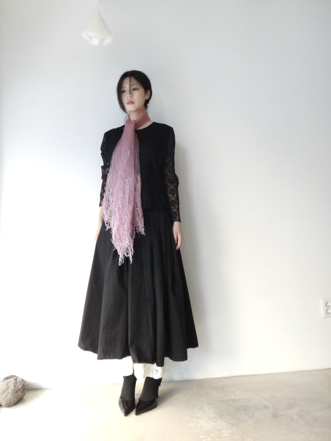 Embroidery see through top / black 상품이미지5