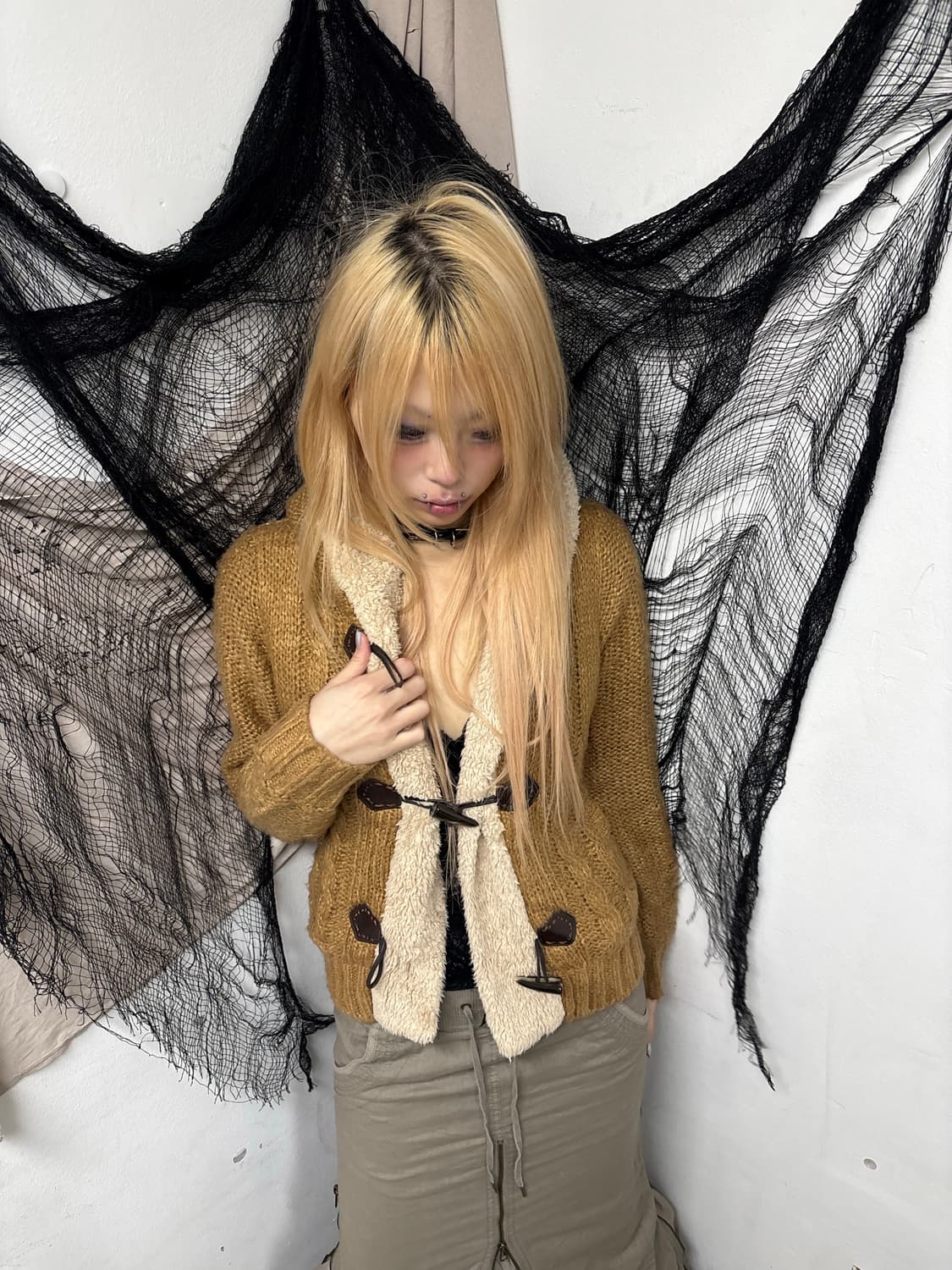 Brown Knit Hoodie Cardigan 상품이미지2