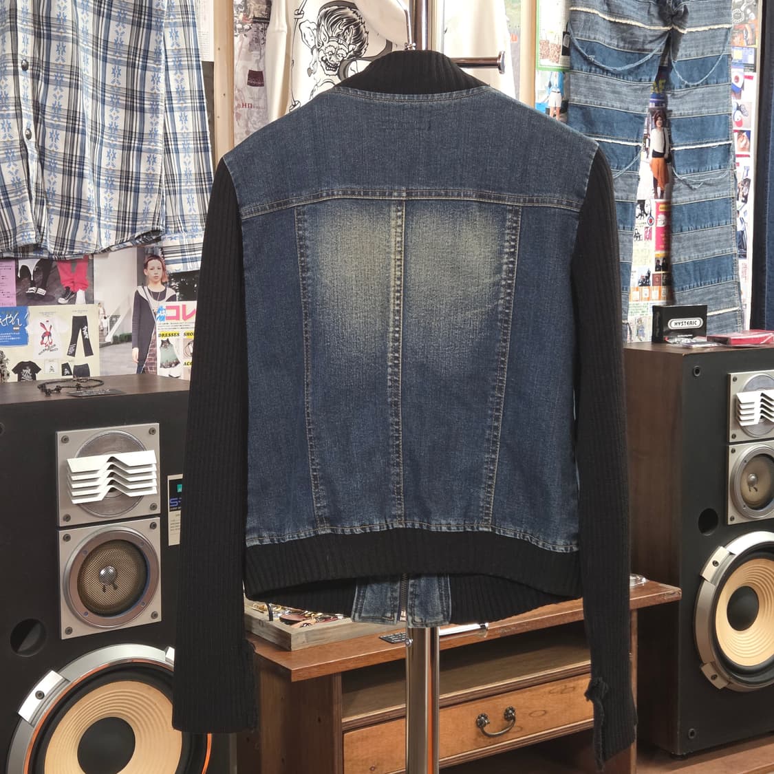 빈티지 니트 배색 데님 자켓 상품이미지4