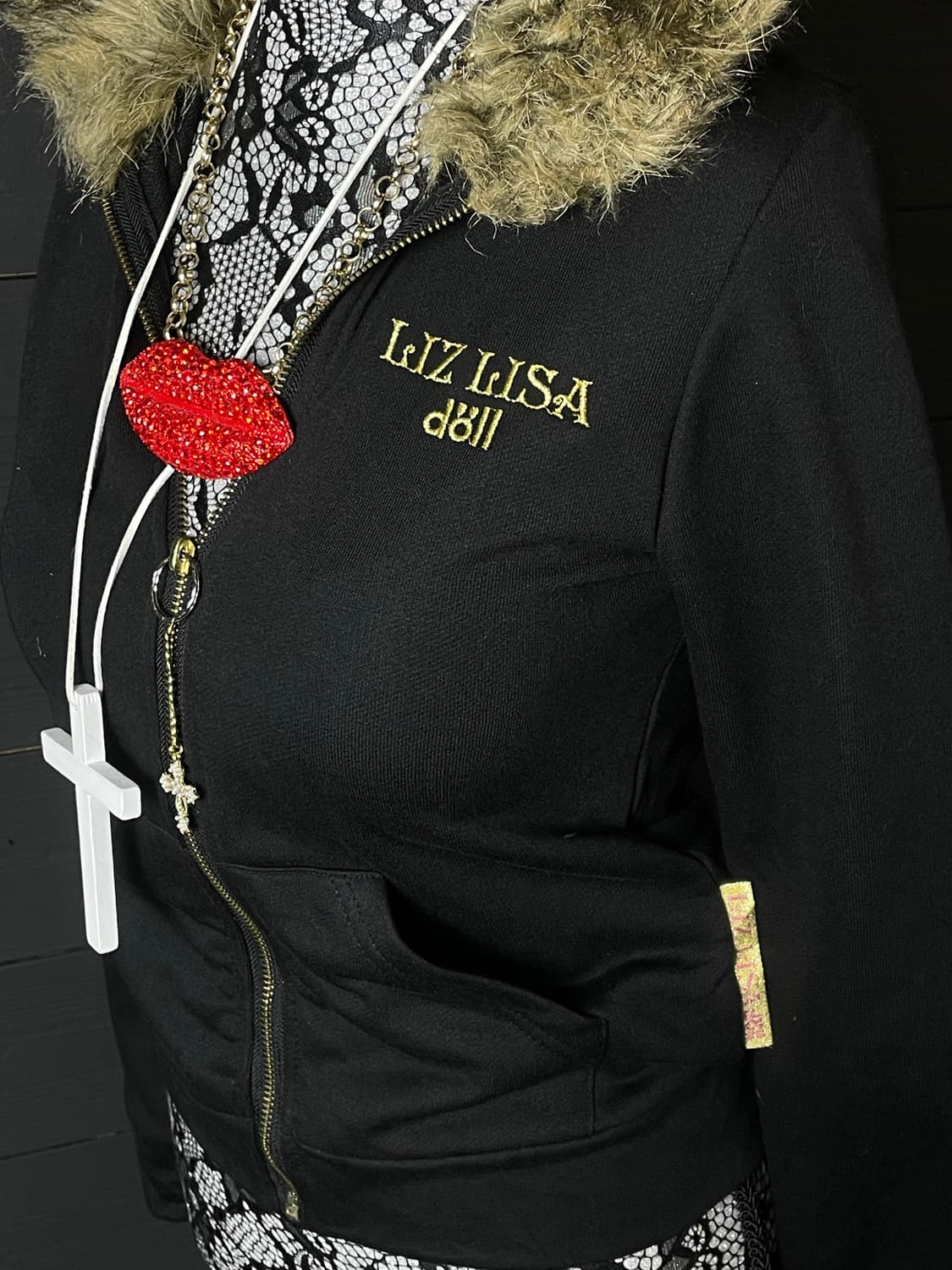 LIZ LISA DOLL 갸루 퍼 레터링 금박 후드집업 상품이미지5