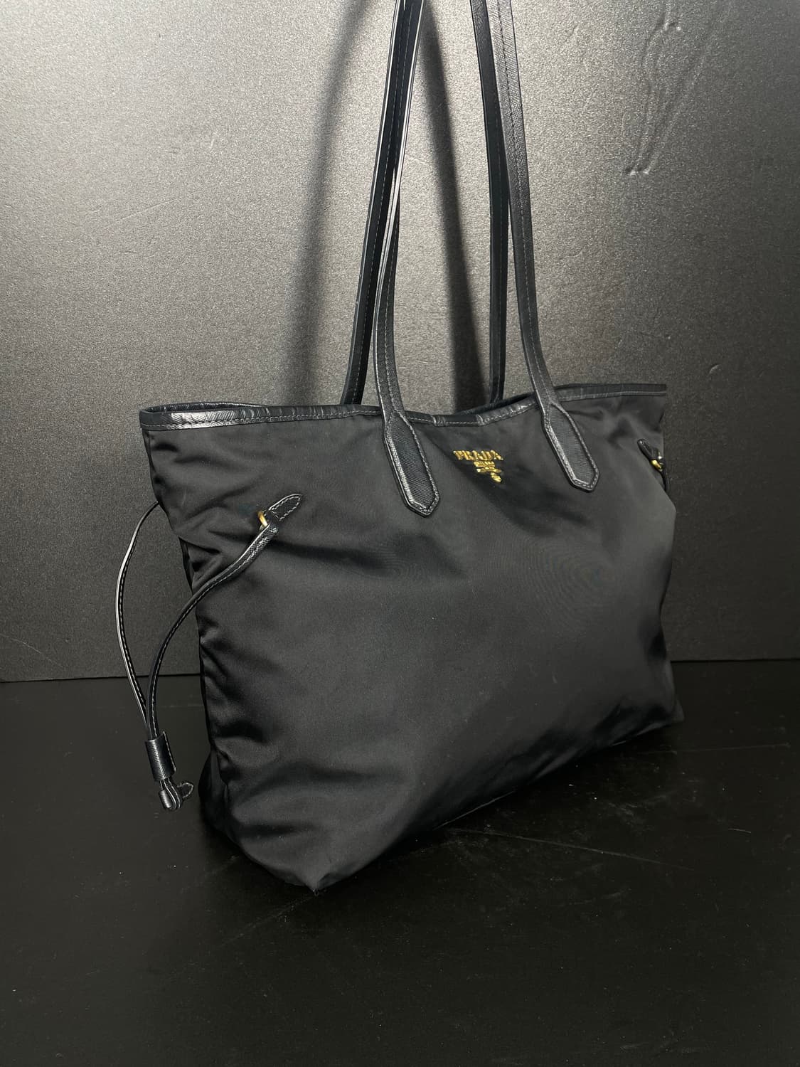 PRADA 프라다 토트 숄더 나일론 가죽 네로 블랙 쇼퍼 백 상품이미지5