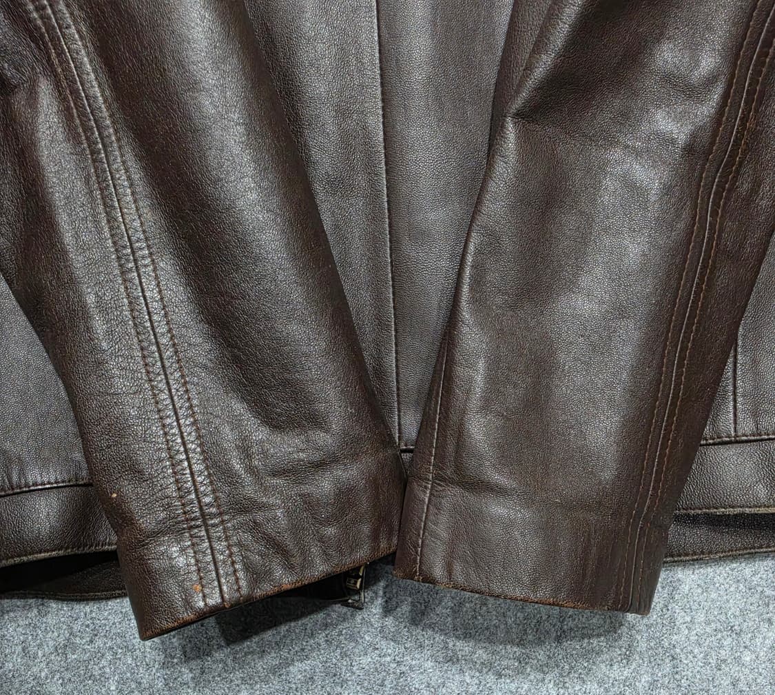 지오 송지오 빈티지 할리 패치 커스텀 양가죽 레더 자켓 110 브라운 상품이미지8