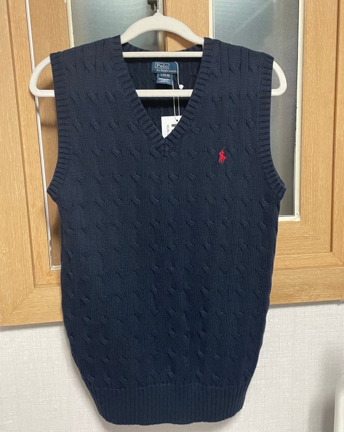 (새상품, 95-100)폴로 정품 랄프로렌 케이블 니트 조끼 네이비 상품이미지1