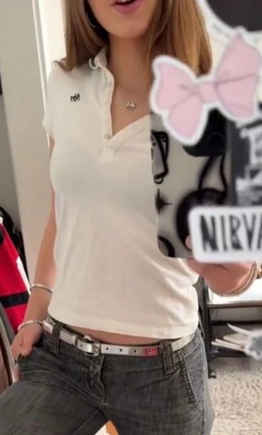 아베크롬비 Abercrombie 슬림핏 카라 반팔티 화이트 상품이미지1
