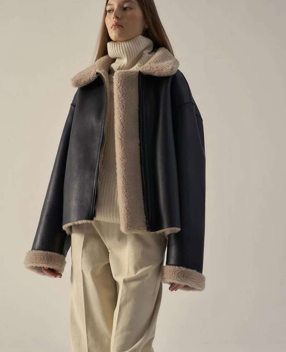 파사드패턴 램스울 리버시블 무스탕 상품이미지3