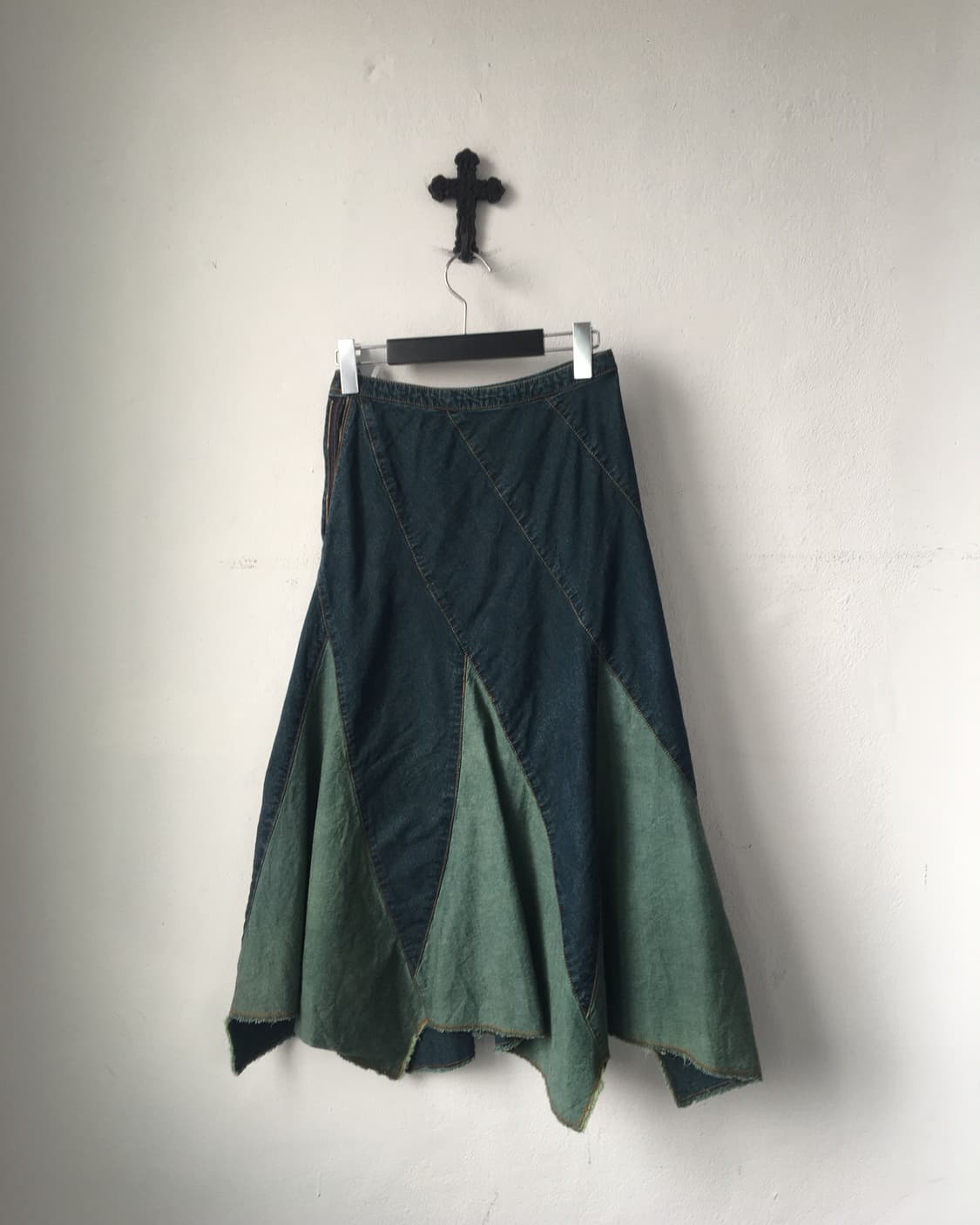 Patch work point denim skirt 상품이미지2