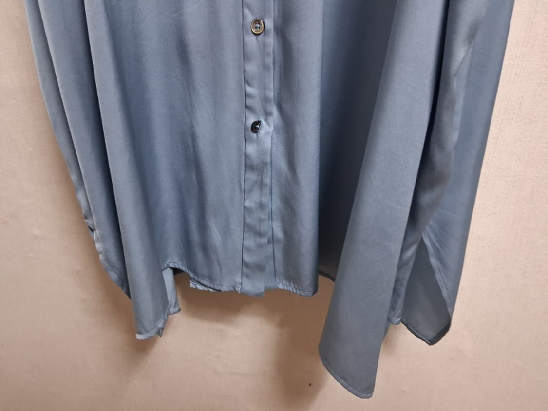 일본수입빈티지 브랜드 DRESS HERSELF 오버핏 블루 실크 셔츠원피 상품이미지5