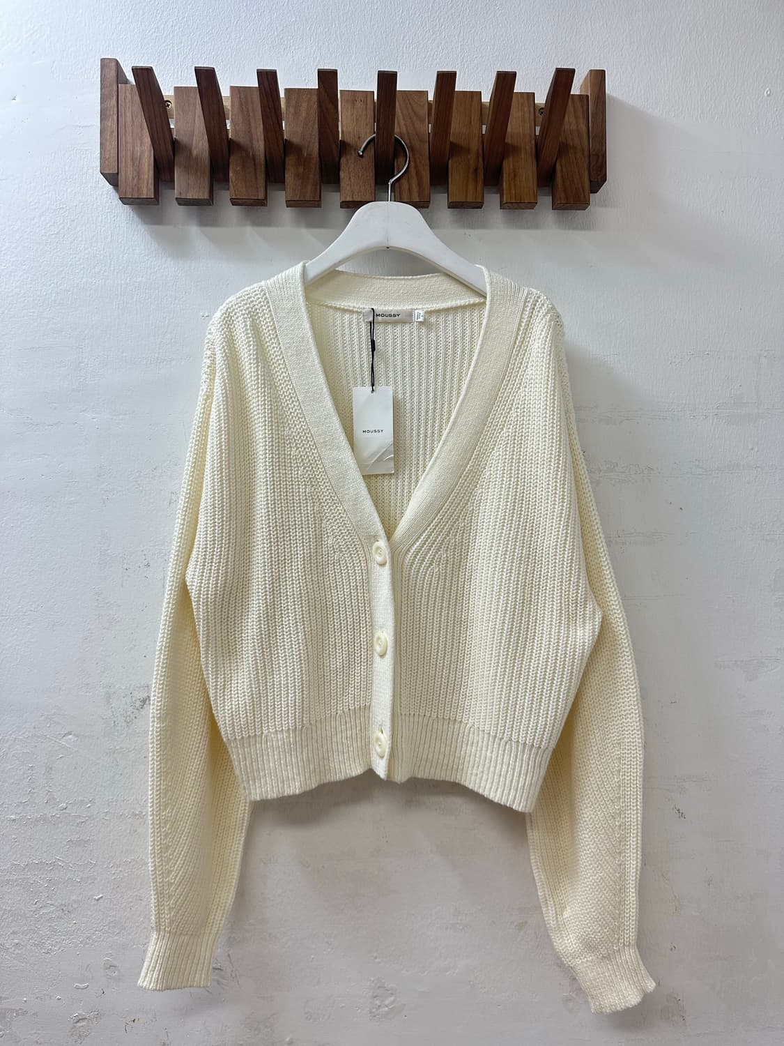 택있는 새상품 일본빈티지 MOUSSY 아이보리 모리걸 니트 가디건 상품이미지2