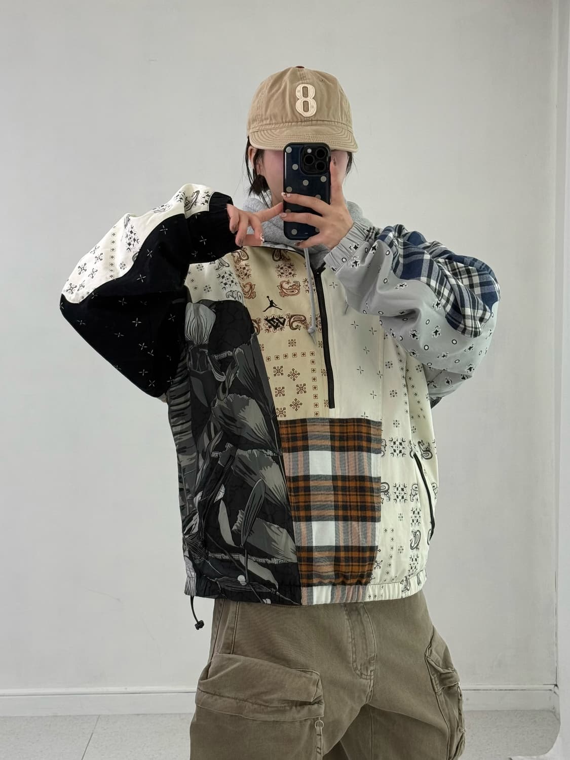 조던x러셀 웨스트브루크 패치워크 반집업 상품이미지2