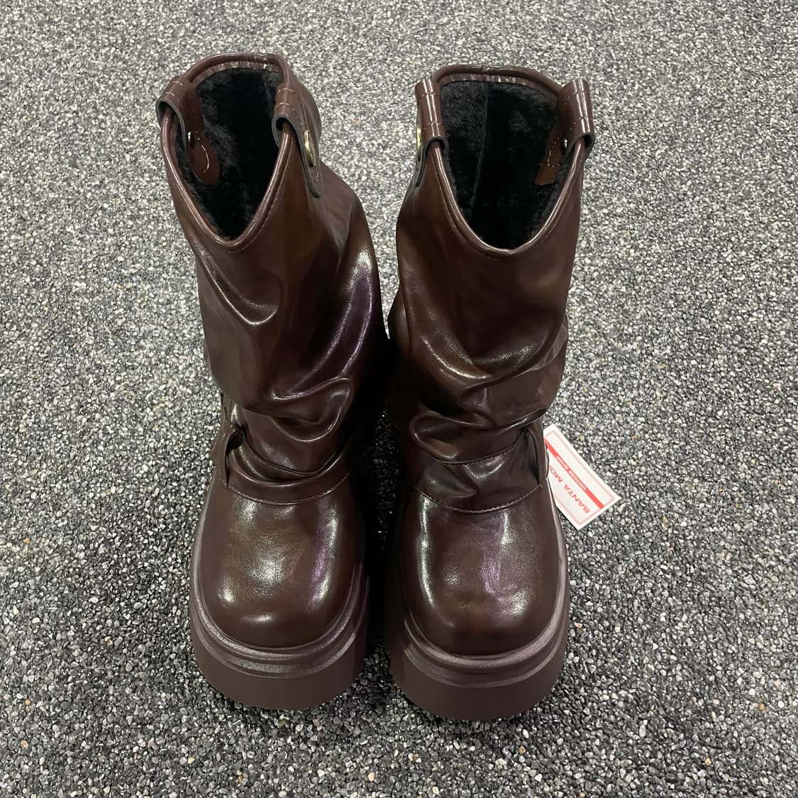 빈티지 y2k 투웨이 양털 브라운 미들 부츠 B3689 상품이미지1