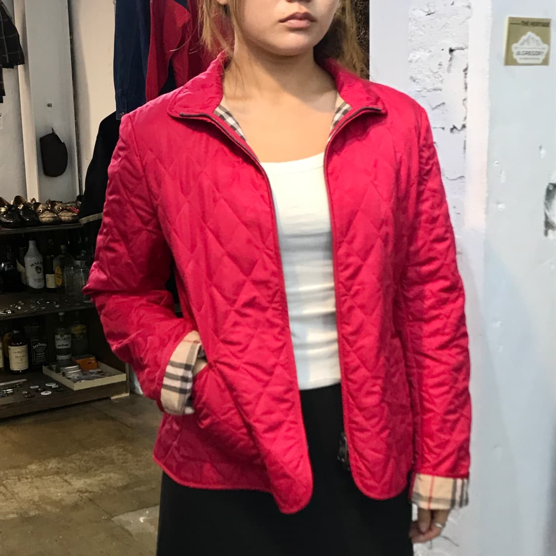 버버리 인디 핑크 투웨이 집업 퀼팅 자켓 여성 66 사이즈  상품이미지7