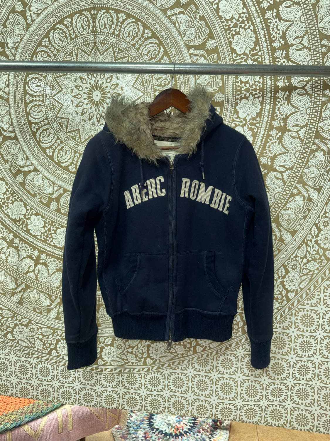 아베크롬비 여성 네이비 투웨이 울프죠 후드집업  상품이미지3