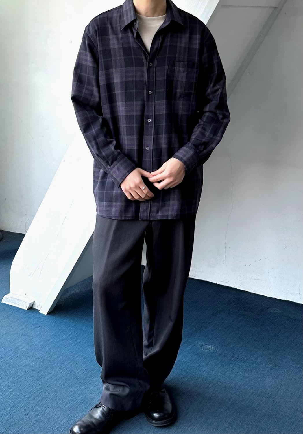 120's super high gauge wool check shirt 상품이미지9