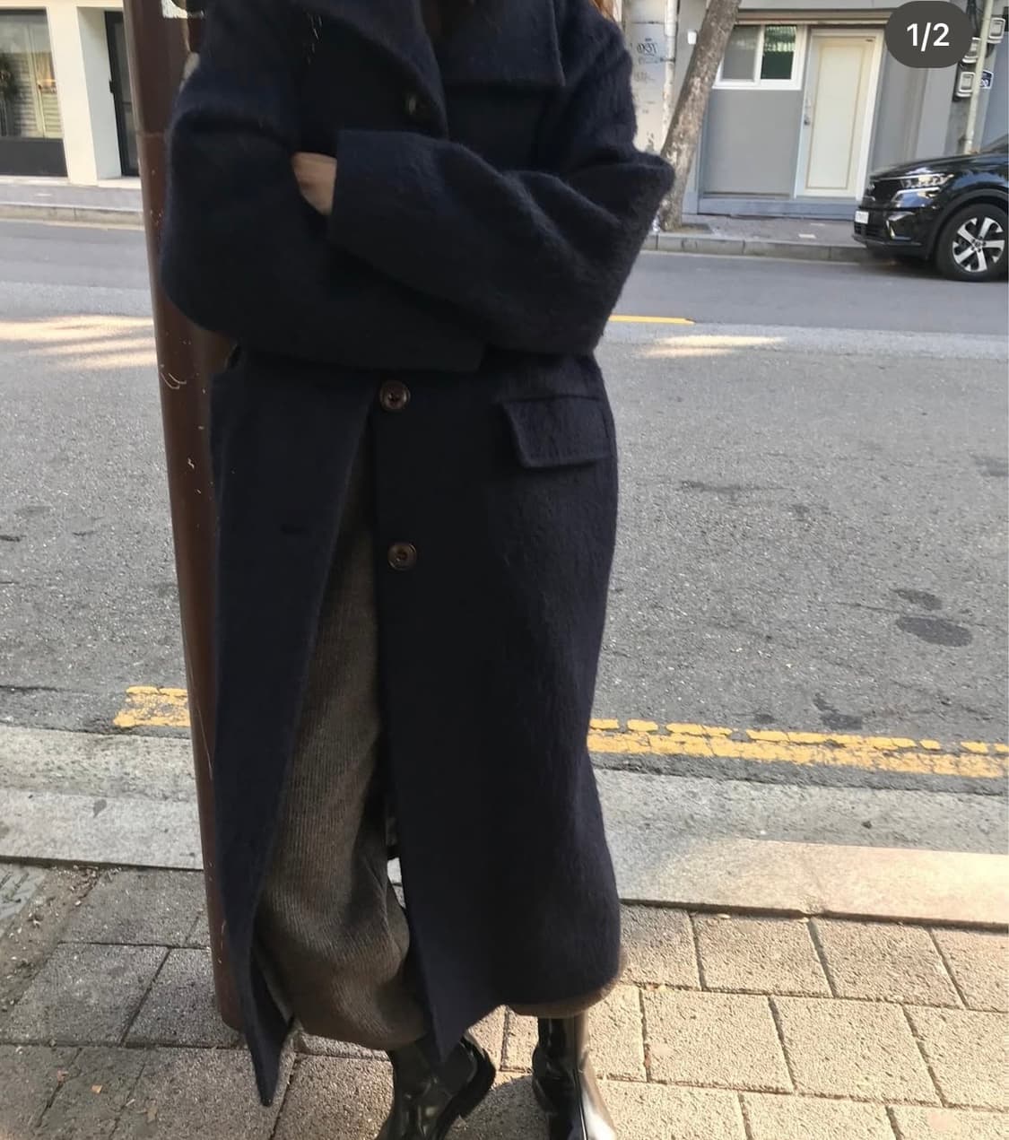 시엔느 알파카 코트 네이비 상품이미지2