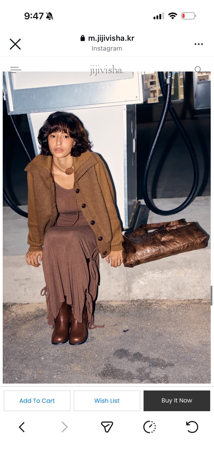 지지비샤 브라운 리본 롱 스커트 셋업 상품이미지4