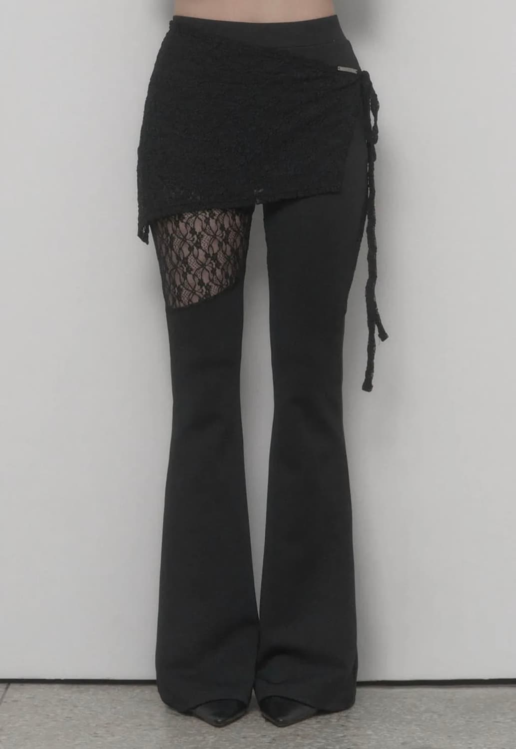 See Through Lace Lap Bootcut Pants 상품이미지1