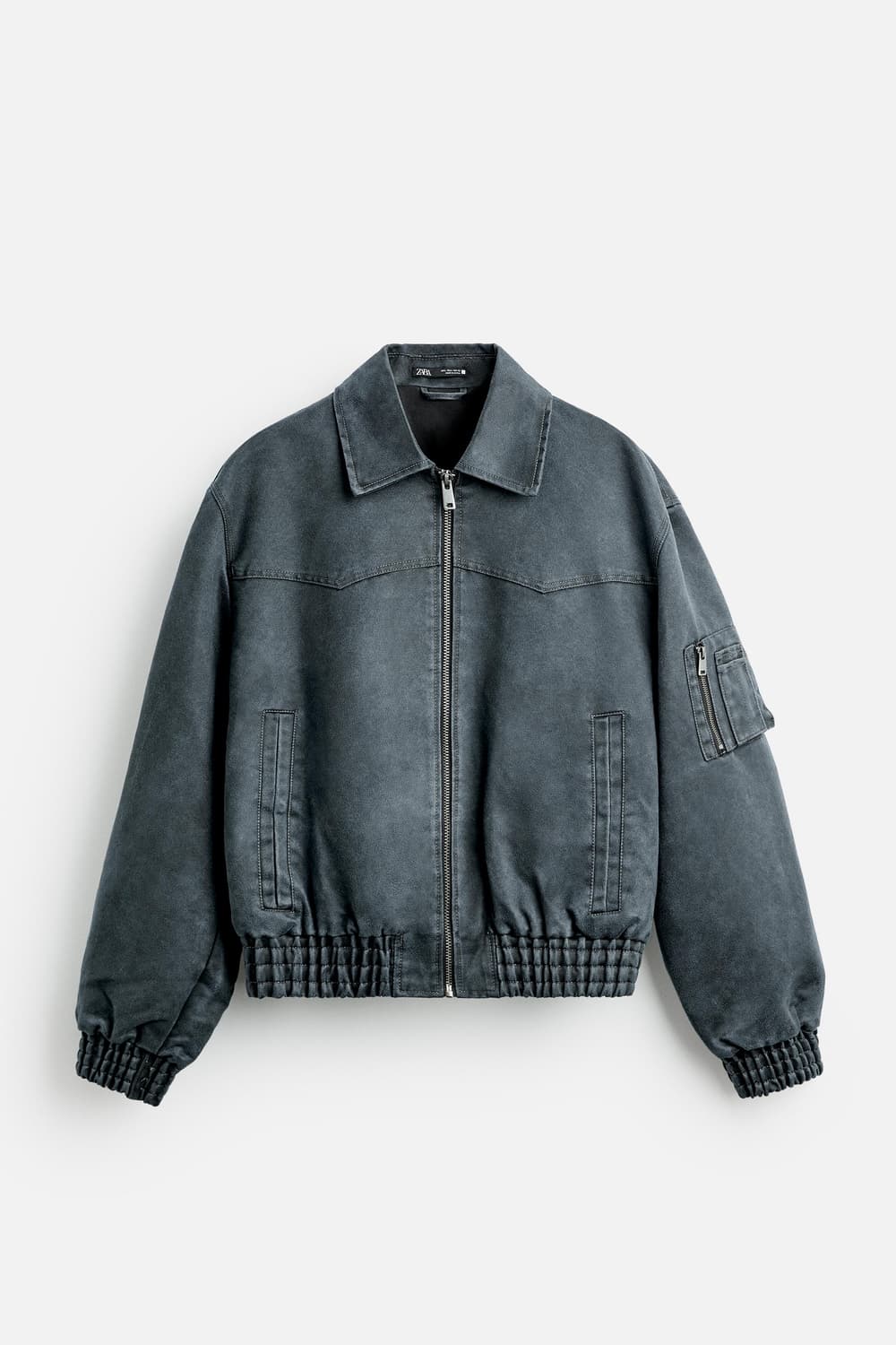 ZARA 자라 워시드 크롭 스웨이드 이펙트 봄버자켓 상품이미지1