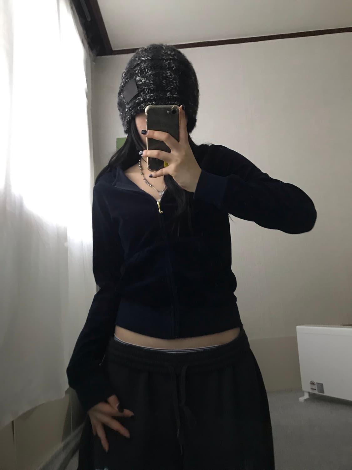 쥬씨꾸뛰르 네이비 벨벳 후드집업 상품이미지4