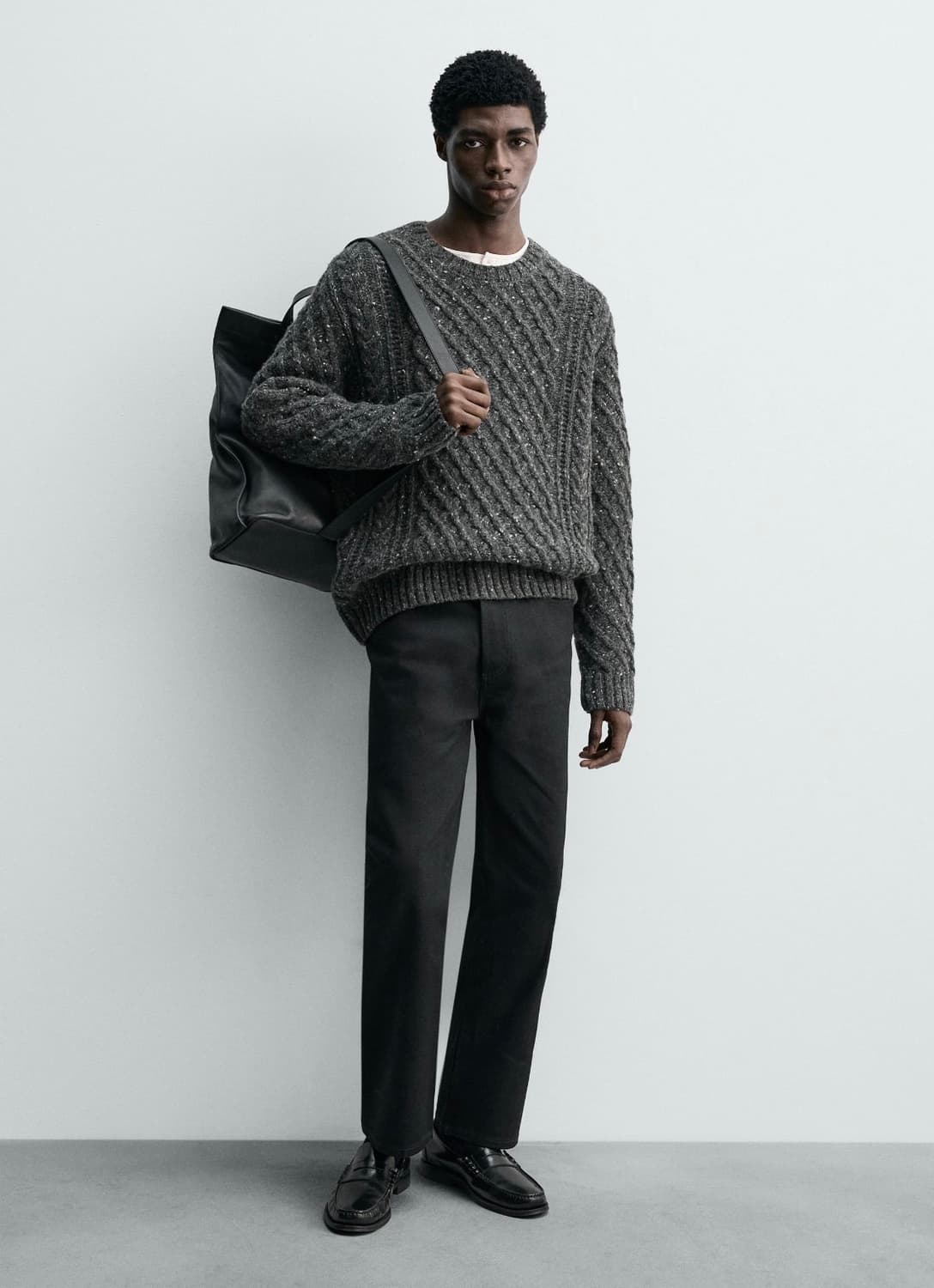 자라 오리진 케이블 니트 다크그레이 상품이미지2