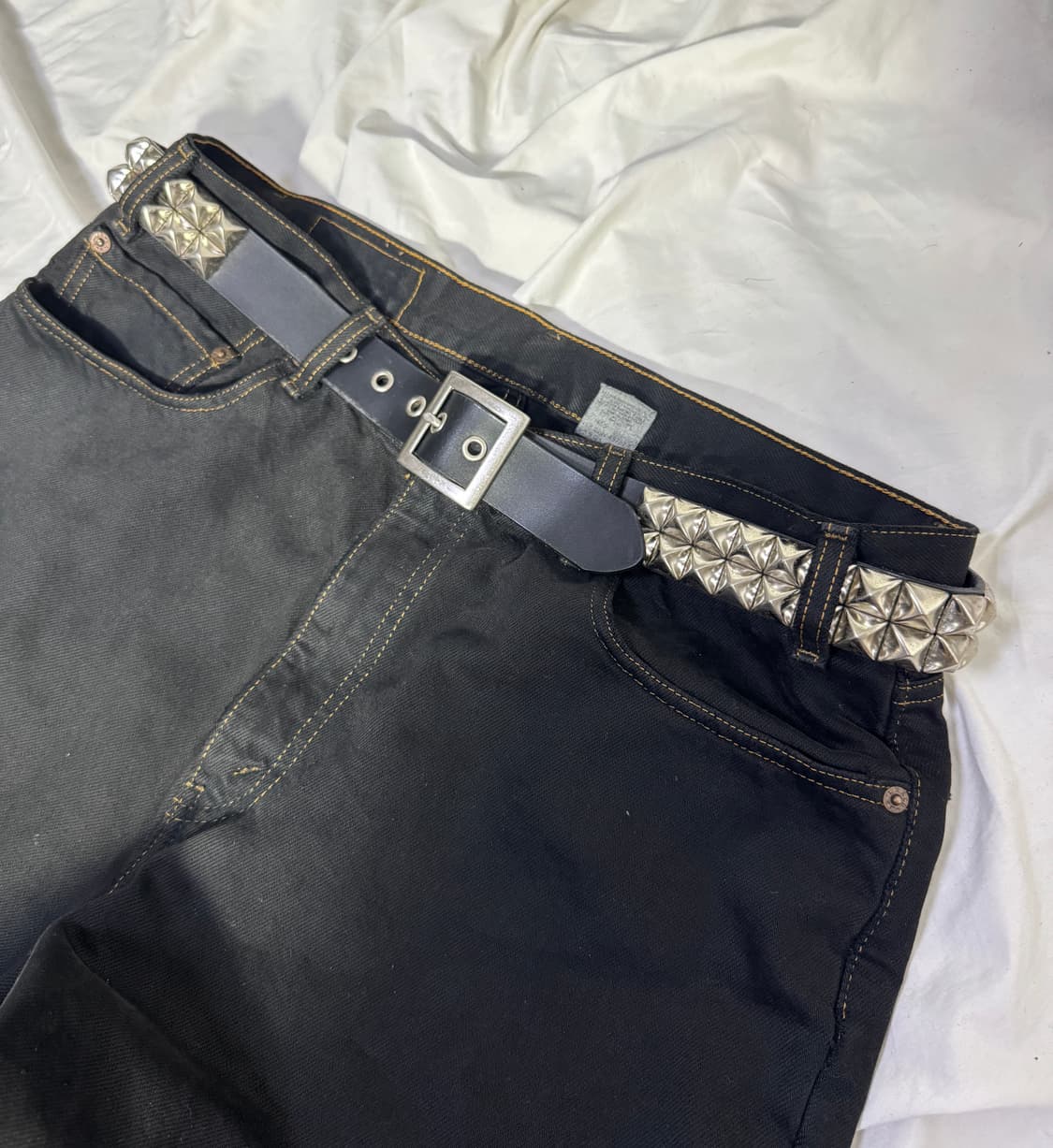 빈티지 스터드 레더 벨트 펑크 상품이미지1