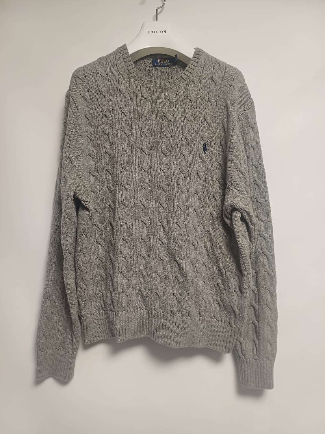 폴로 랄프로렌 코튼 케이블 니트 (그레이/XL/105-110) 상품이미지1