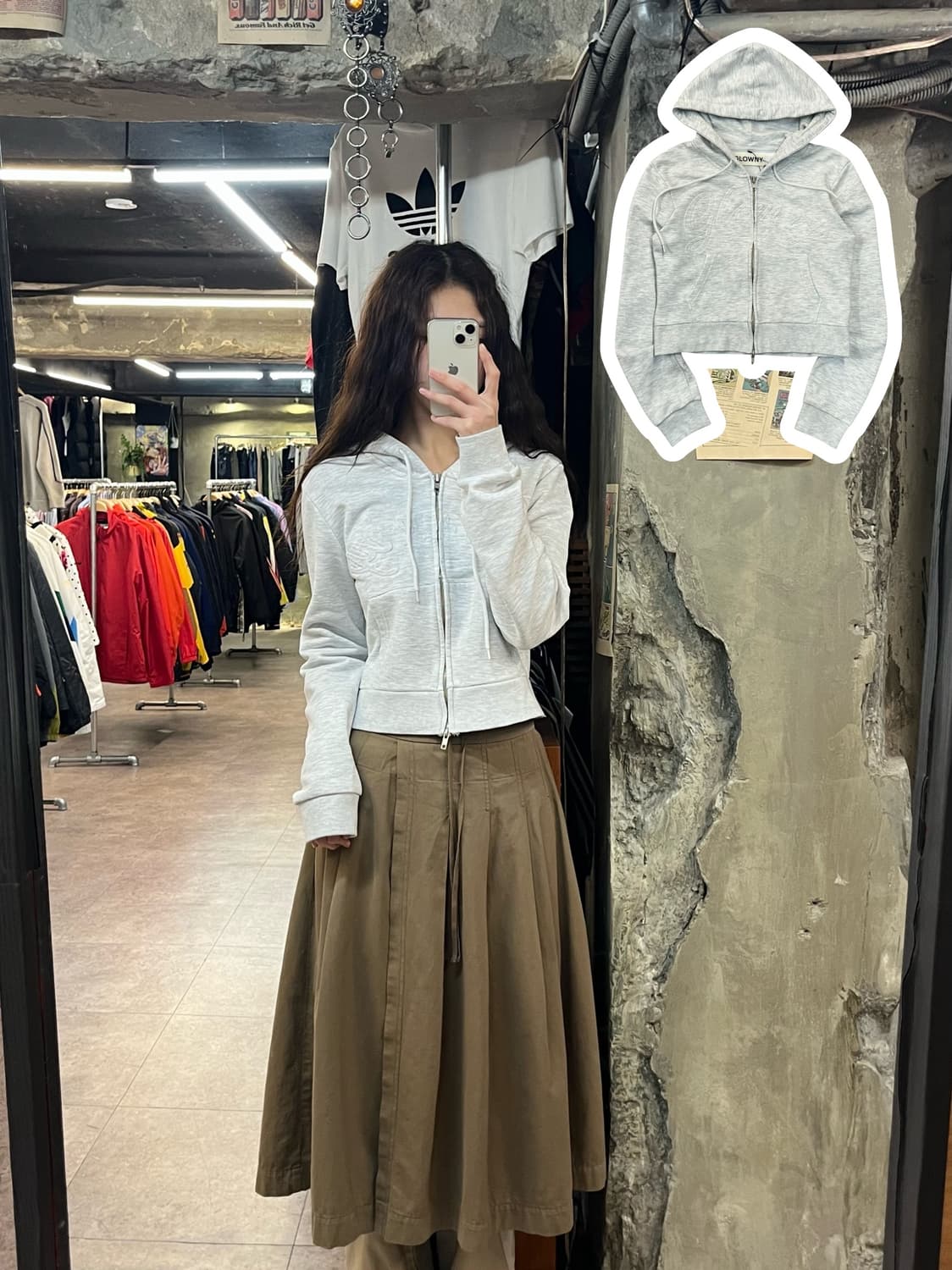 글로니 조단 투웨이 크롭 후드집업 그레이 #csz2032 상품이미지1