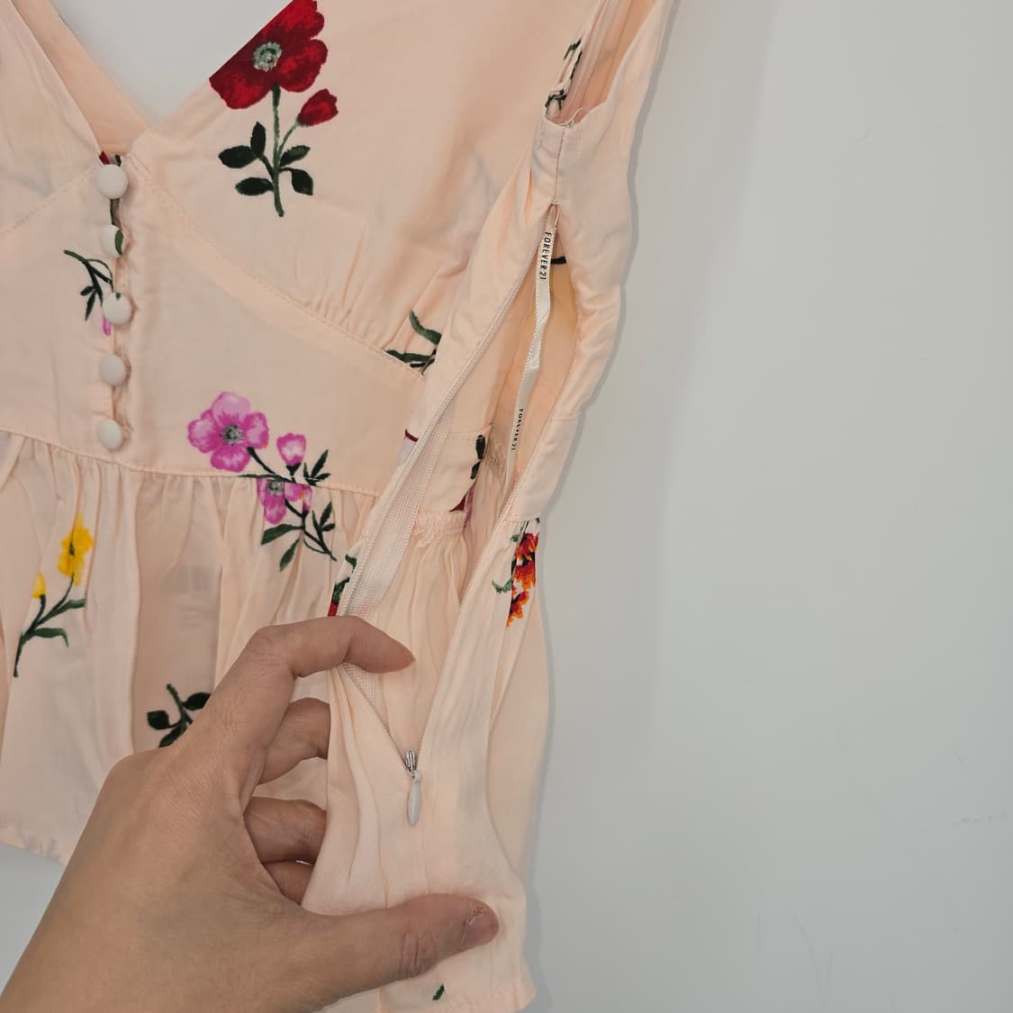 플라워 패턴 핑크색 민소매 블라우스 상품이미지6