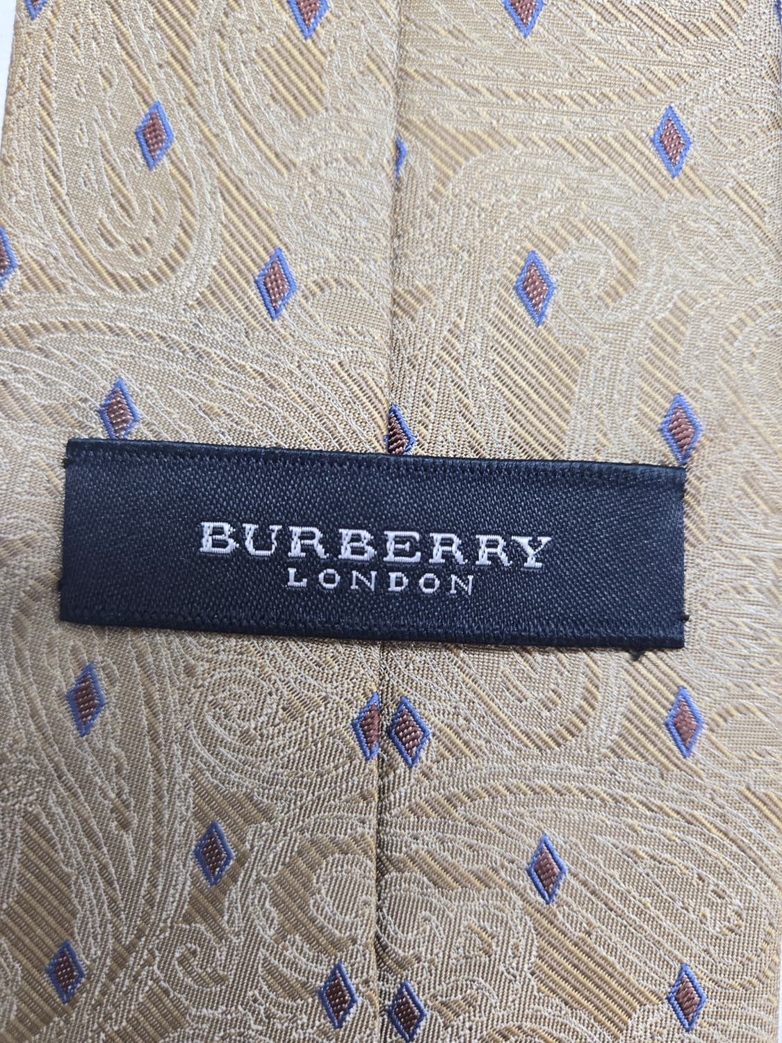 버버리 베이지 페이즐리 문양 실크넥타이 상품이미지3