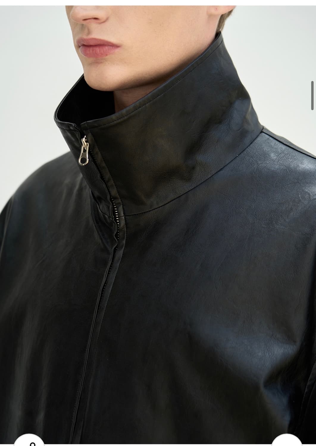 (L) 드로우핏 스모크 레더 하이넥 블루종 [SMOKE BLACK] 판매 상품이미지5