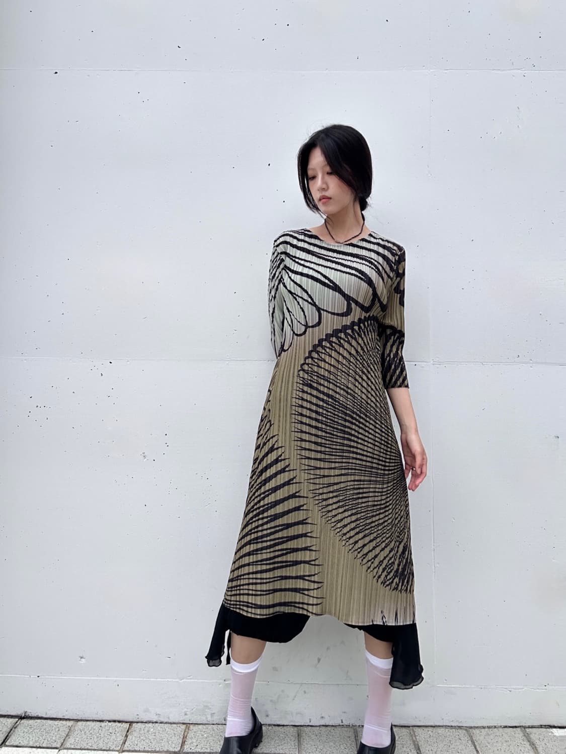Swirl pattern pleats ops & top / green 상품이미지5