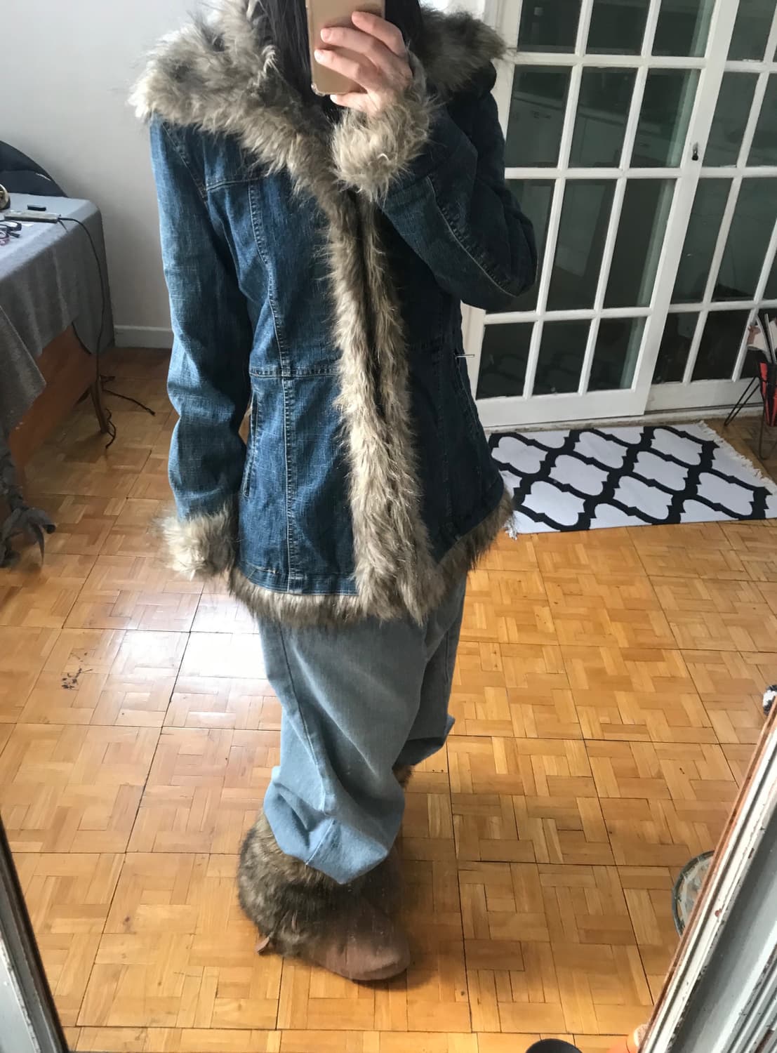 vintage denim fur coat 상품이미지4
