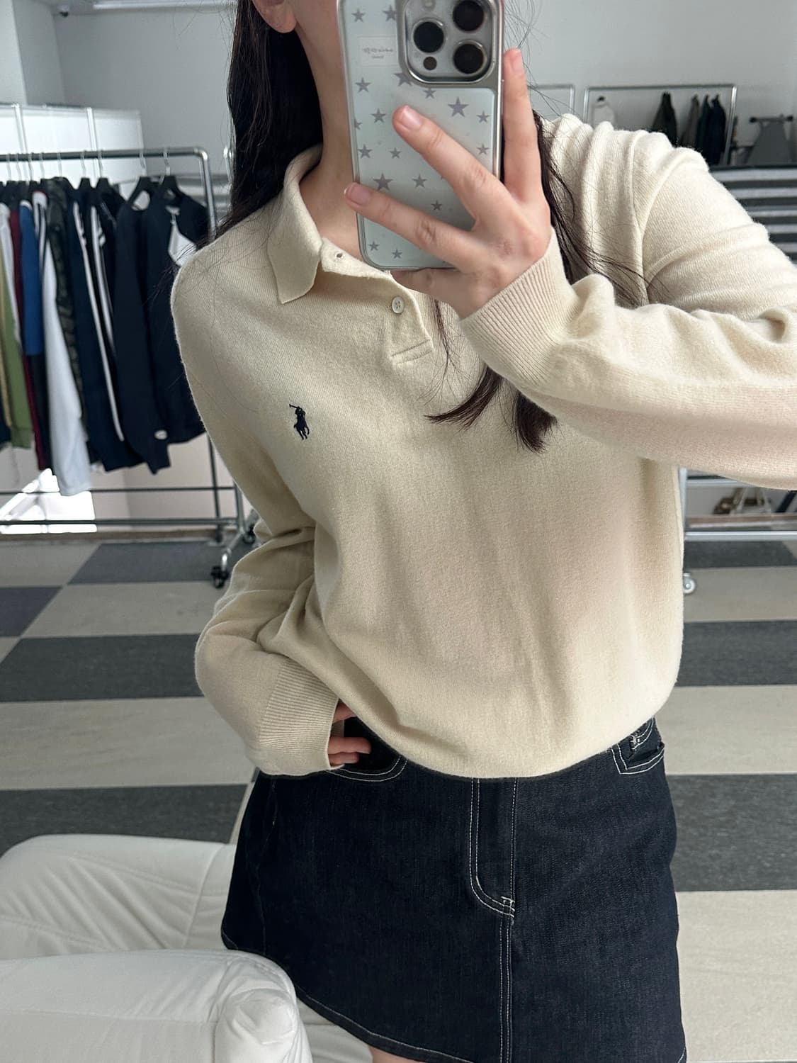 폴로 랄프로렌 아이보리 메리노울 카라 니트  상품이미지2