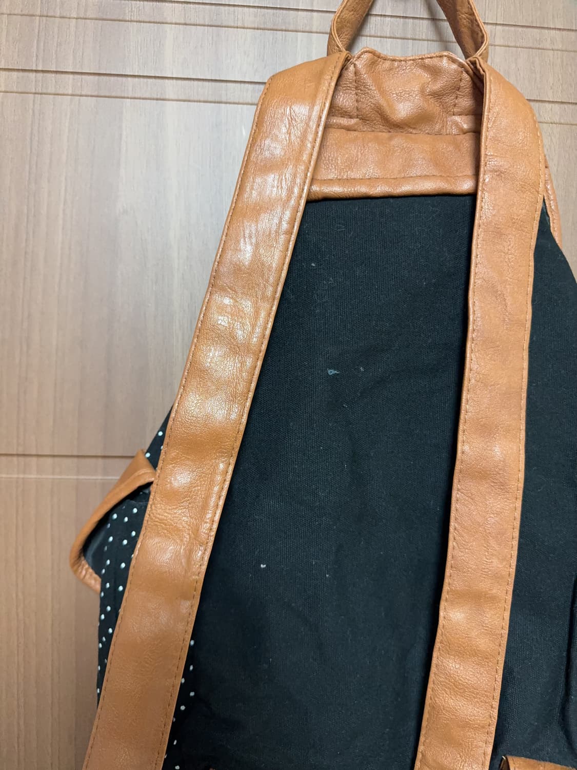 일본 빈티지 모리걸 블랙 도트 레이스 쓰리포켓 백팩 모리 가방 상품이미지4