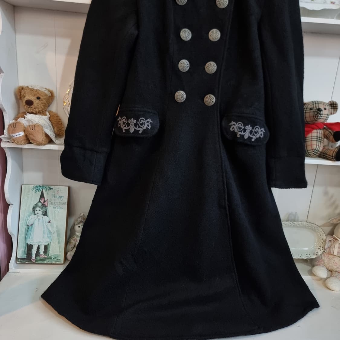 BODY LINE 블랙 롱 코트 상품이미지4