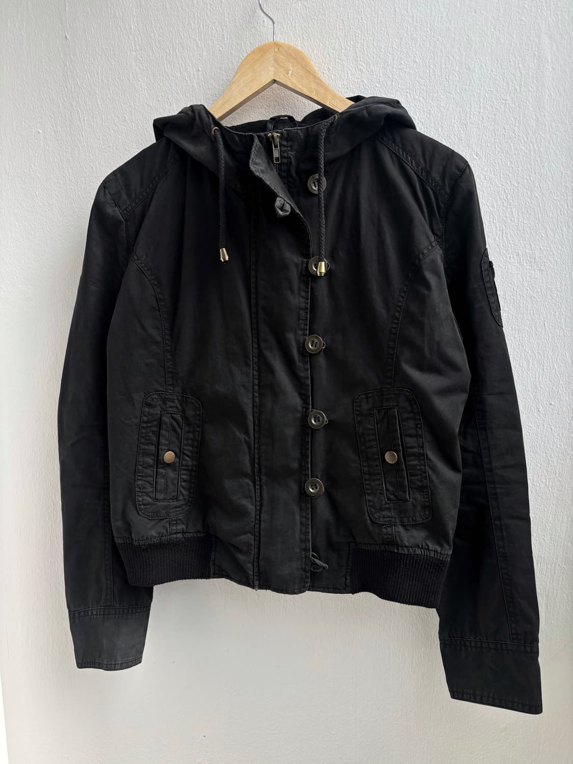 Vintage Black Button Hood Jacket 상품이미지6