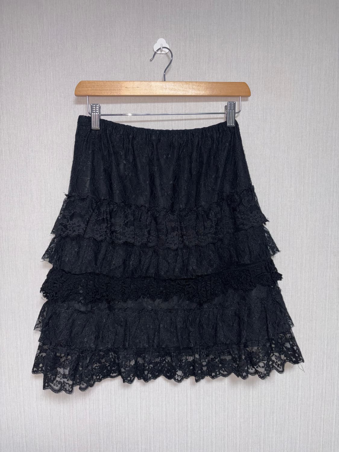 블랙 레이스 미디 스커트  상품이미지2