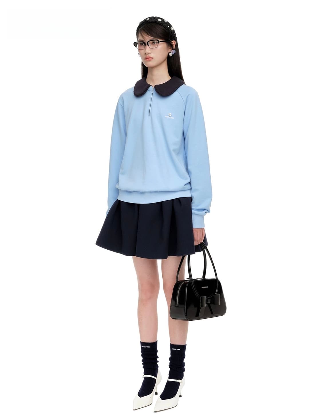 [8,10]슈슈통 25fw 돌 카라 스웨트셔츠/블루 상품이미지2