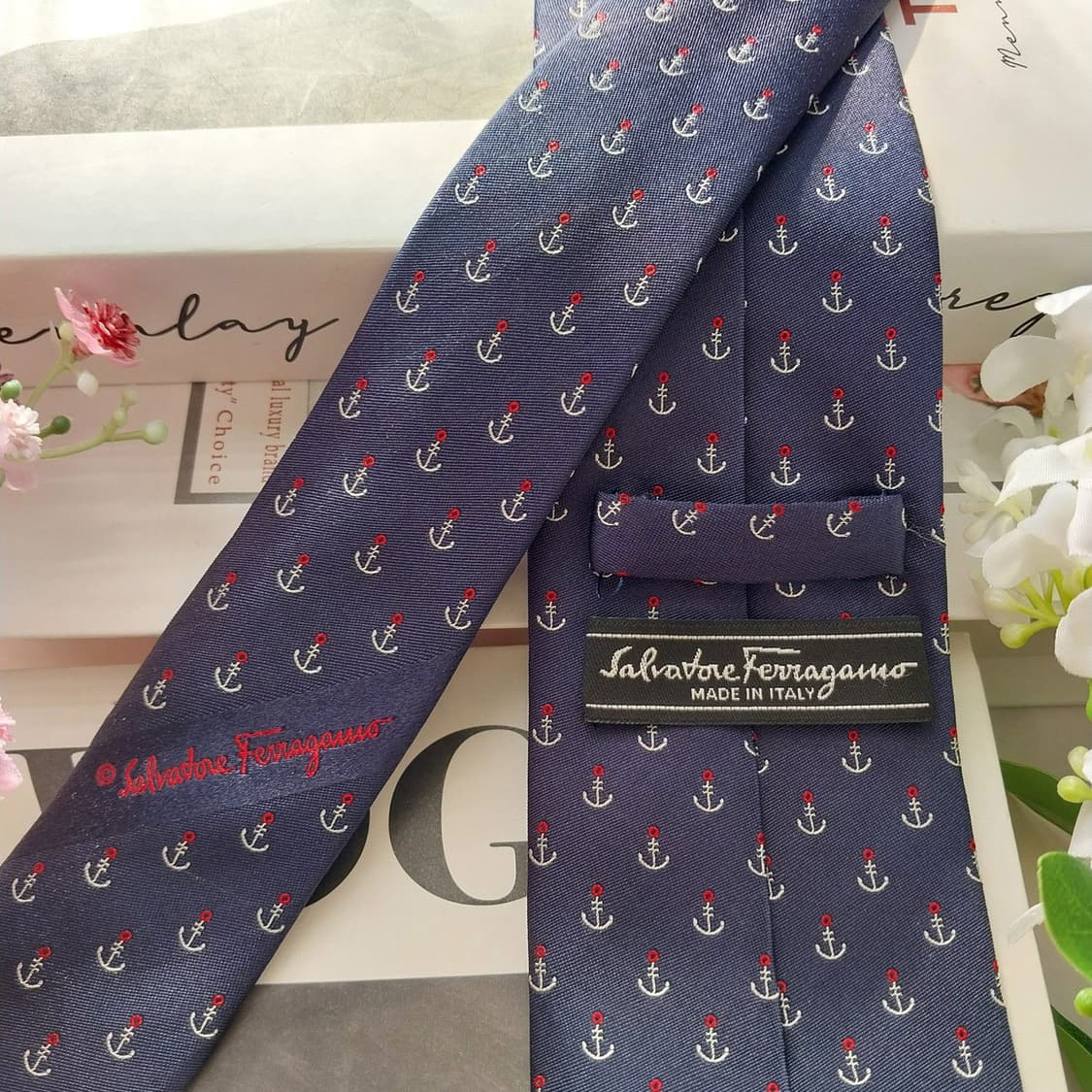 페라가모 실크 네이비 앵커 패턴 넥타이 7.3cm A+등급 K1726
 상품이미지8
