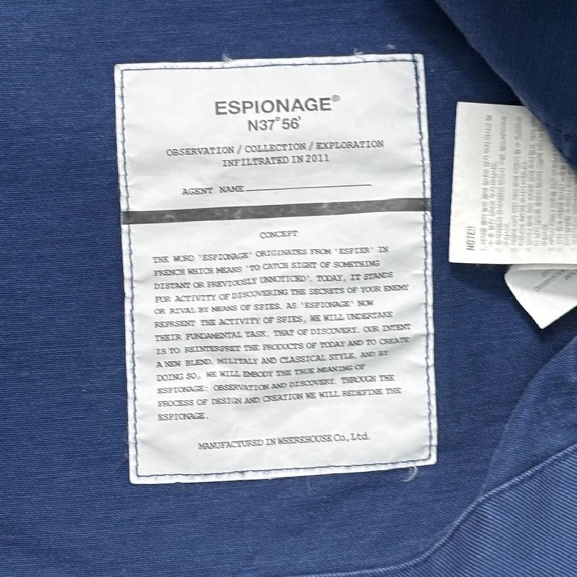 ESPIONAGE 데님 자켓 블루 M 상품이미지7