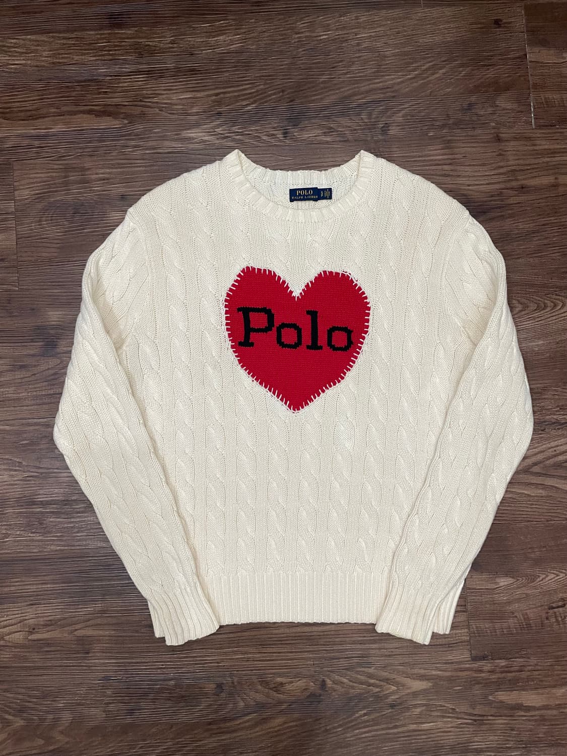 폴로 랄프로렌 하트 케이블 니트 스웨터 아이보리 상품이미지3