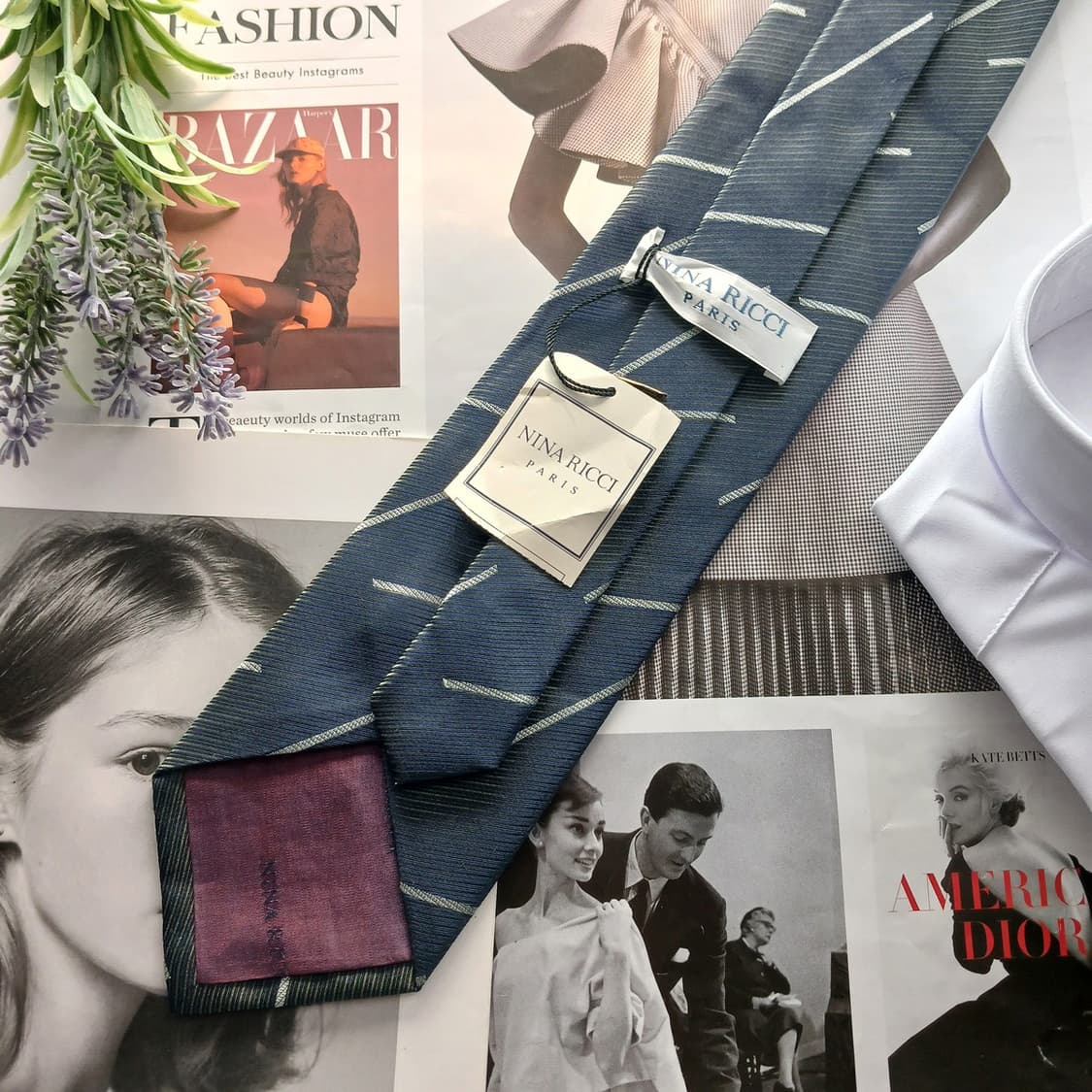 니나리치 실크 다크그린 패턴 넥타이 9.2cm 새상품 A18652
 상품이미지4